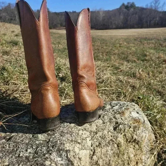 Vintage Brown Leather Cowboy Boots